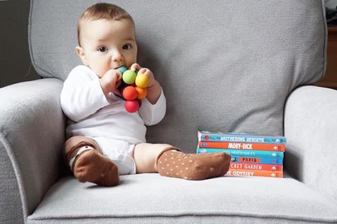 Teddy with rainbow grasper, starmilk kids fox socks and babylit books