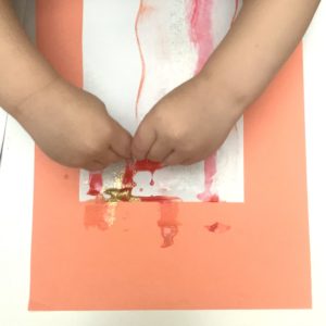 Scrape painting valentine hearts