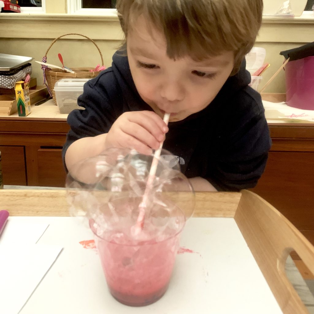 Bubble Painting Valentine Hearts