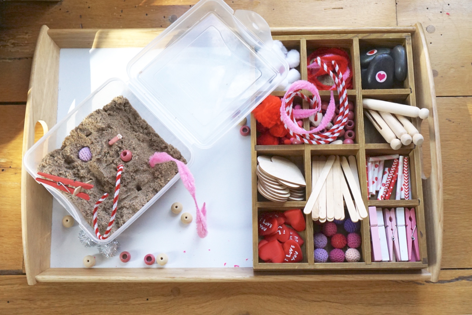 valentine's day toddler tinker tray activities