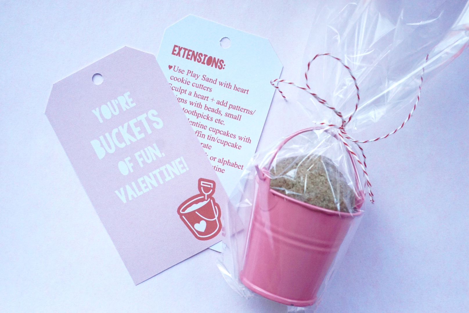 Kinetic Sand You're Buckets of Fun non-food Valentine Gift for Toddlers with Free Printable Tag + Kinetic Sand Activities