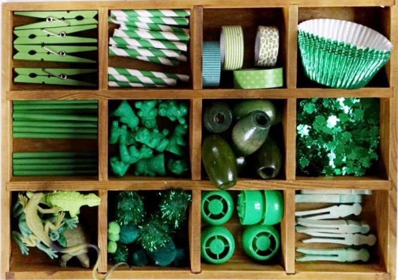 St. Patrick's Day Green Tinker Tray Reggio Emilia Loose Parts Invitation to Create