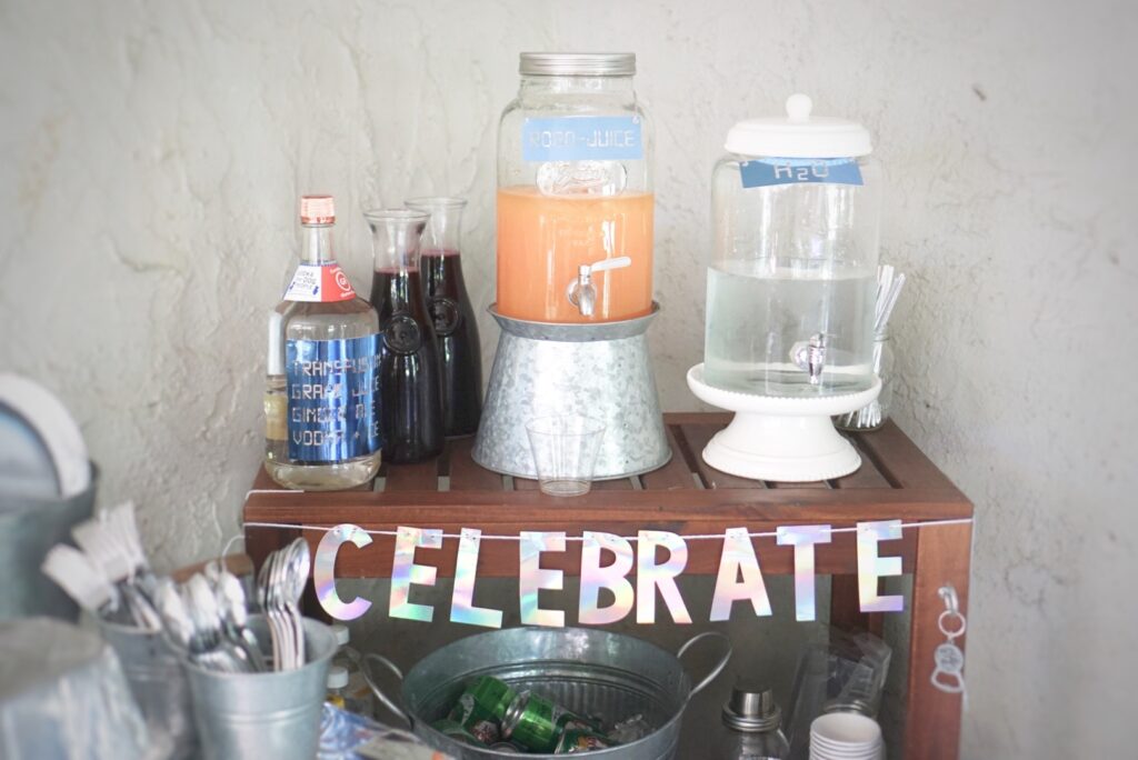 robot party drink table alcoholic and non-alcoholic