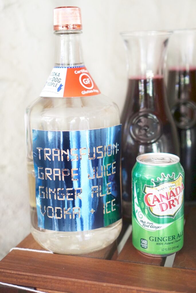robot party drink menu alcoholic transfusions grape juice gingerale vodka  cricut machine label