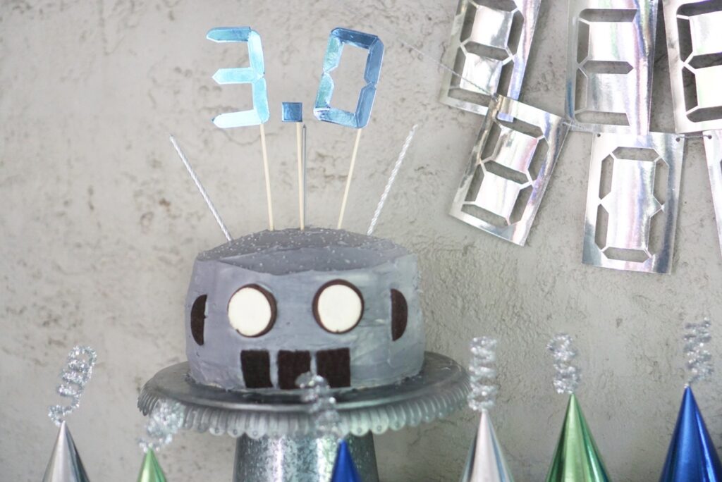 Robot Party Cake and Topper