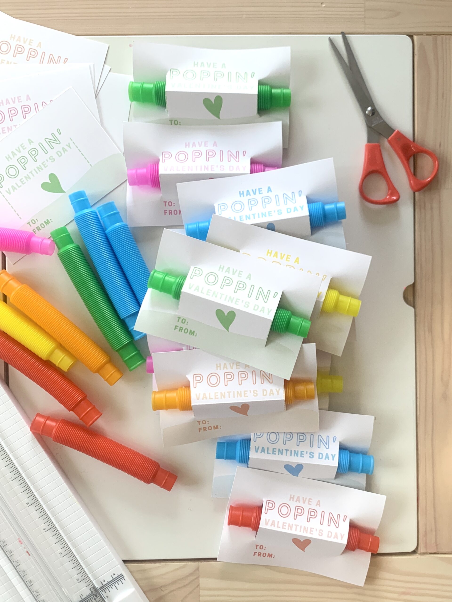 Pop Tube Valentines with Free Printable pop tube