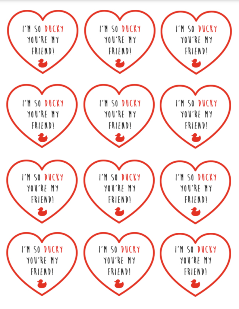 I'm So Ducky To Be Your Friend Free Valentine Printable