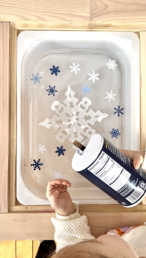 Magic Ice Stencils Painting Salt Paper Snowflake Preschool STEM activity for Winter